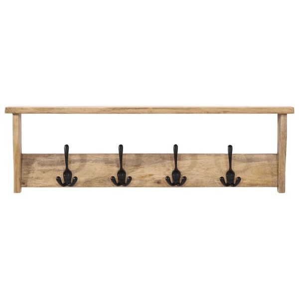 vidaXL Coat Rack Natural wood, Black Solid mango wood, Iron Large