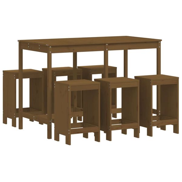 vidaXL Garden Bar Set Honey Brown Solid Pine Wood For 6 people