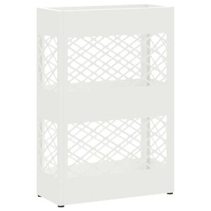 vidaXL Umbrella Stand with Storage White 11.02 x 4.72 x 16.14 in Steel