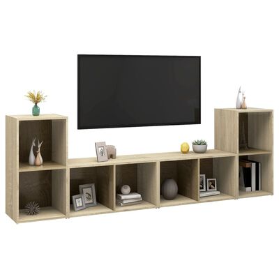 vidaXL TV Stands 4 pcs Sonoma Oak 28.3"x13.8"x14.4" Engineered Wood