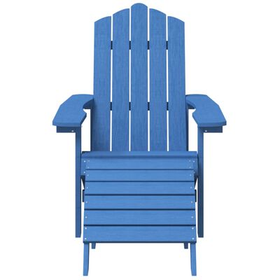 vidaXL Patio Adirondack Chairs with Footstool & Table HDPE Aqua Blue