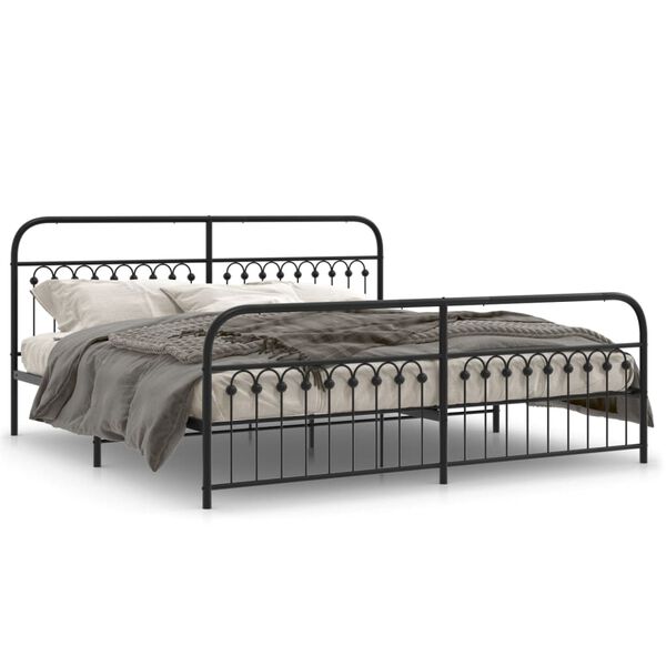 vidaXL Bed Frame Black Steel 79 x 79 in Bed Frame Rectangle