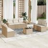 vidaXL Garden Sofa Set Beige PE rattan, powder-coated steel, tempered glass