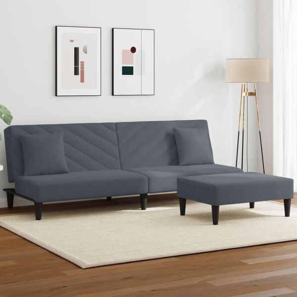 vidaXL Sofa Set Dark Gray Velvet (100% polyester), wood, plastic Standard