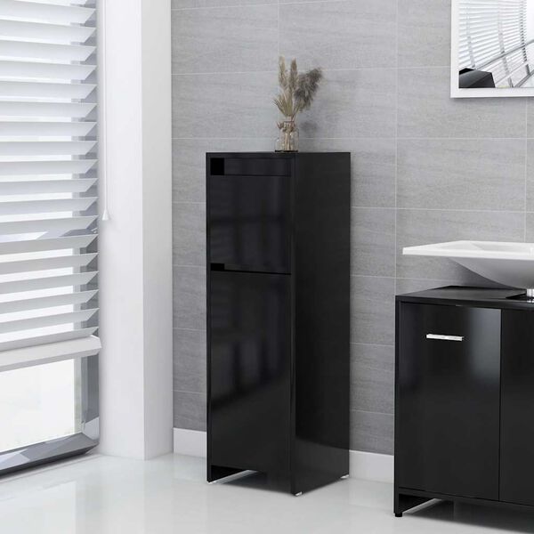 vidaXL Bathroom Cabinet Black Engineered wood Medium Bathroom Cabinet