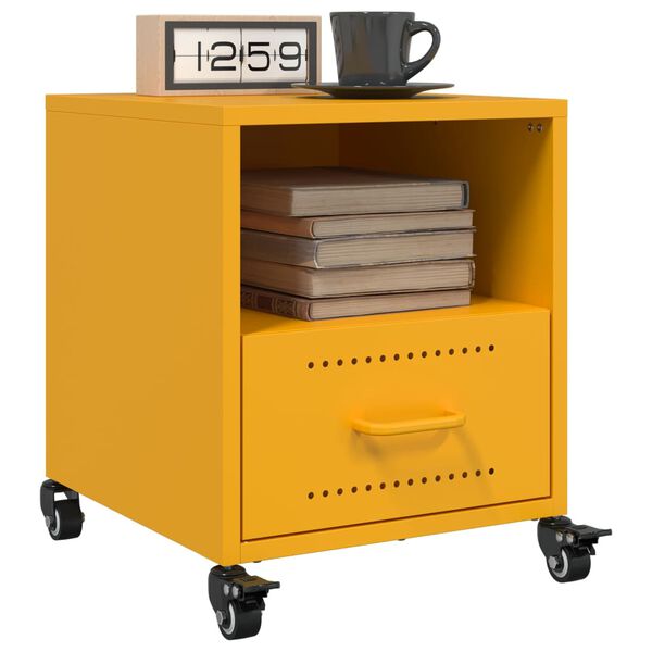 vidaXL Bedside Cabinet Set of 2 Mustard Yellow Cold-rolled steel