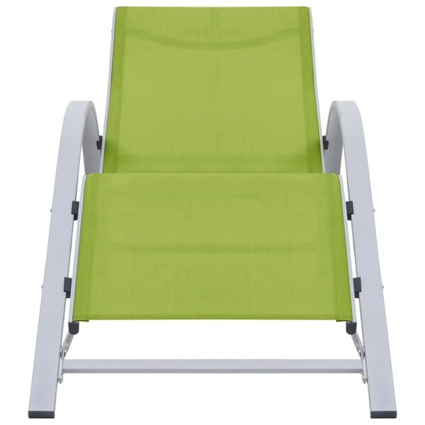 vidaXL Sun Lounger Green Aluminum Standard Adjustable Armrests