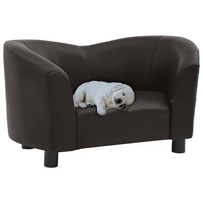 vidaXL Dog Sofa Brown 26.4"x16.1"x15.4" Faux Leather
