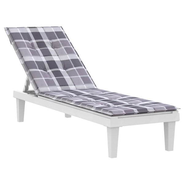 vidaXL Deck Chair Cushion Gray check Oxford fabric (100% polyester)
