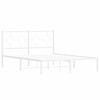 vidaXL Bed Frame White Powder-Coated Steel Double Durable Bed Frame