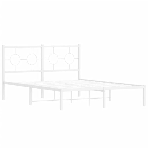 vidaXL Bed Frame White Powder-Coated Steel Double Durable Bed Frame