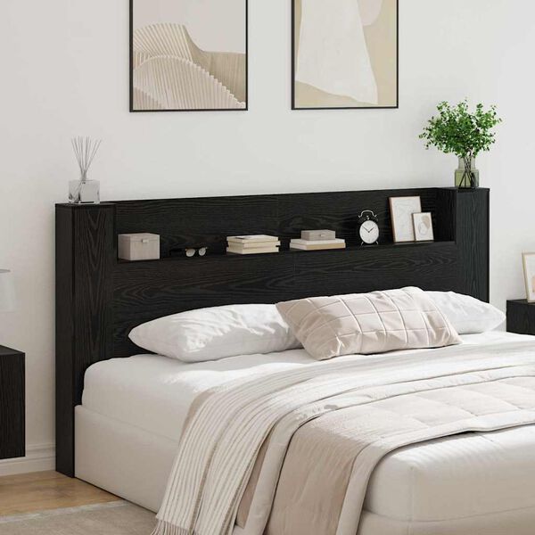 vidaXL Headboard Black Oak 78.74 x 5.91 x 40.75 in Engineered Wood
