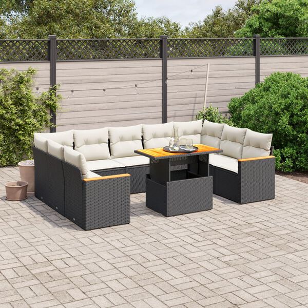 vidaXL Garden Sofa Set Black and Cream White
