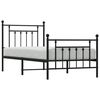vidaXL Bed Frame Black Powder-Coated Steel Twin Bed Frame Rectangular