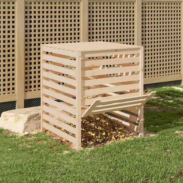 vidaXL Composter Natural Wood Solid Pine Wood 32.5 in Composter Square