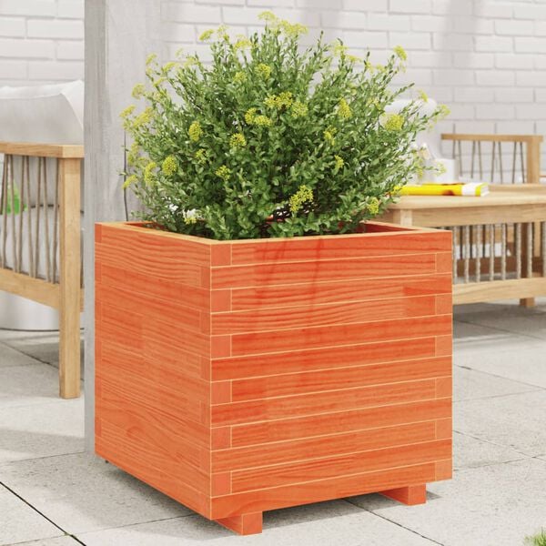 vidaXL Garden Planter Wax Brown Solid pinewood 19.7x19.7x19.5 in