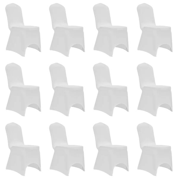 vidaXL Chair Cover Set of 12 White Polyester and Elastane Universal