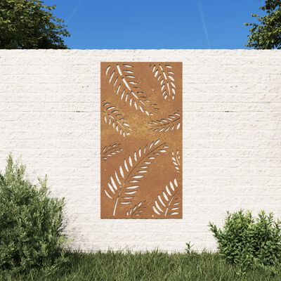 vidaXL Patio Wall Decoration 41.3"x21.7" Corten Steel Leaf Design
