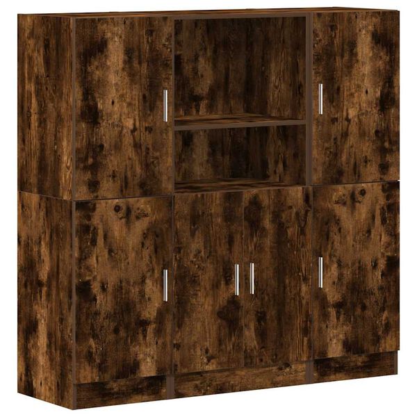 vidaXL Kitchen Cabinet Set Smoked Oak Engineered Wood Medium