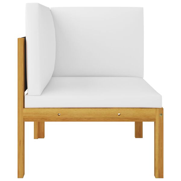 vidaXL Garden Bench Cream White Solid Acacia Wood 2-Seater Modular