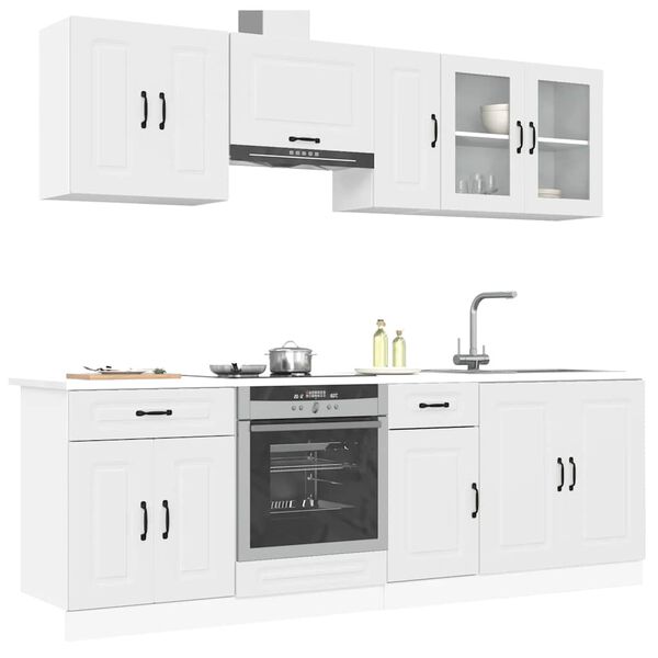 vidaXL Kitchen Cabinet Set White Engineered wood and glass Large