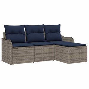 vidaXL Garden Sofa Set Grey Poly Rattan