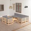 vidaXL Garden Lounge Set Natural wood, Grey cushions