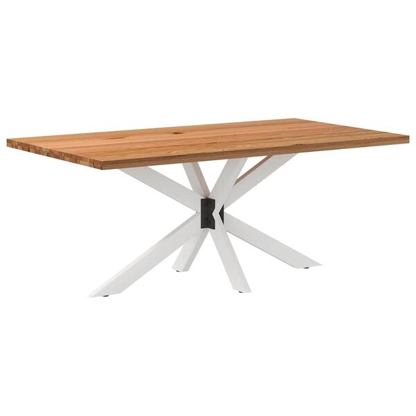 vidaXL Dining Table Light brown Oak wood, Powder-coated steel