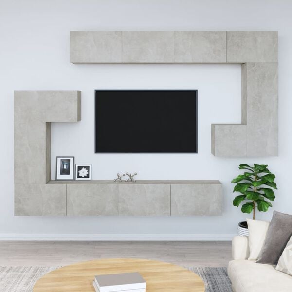 vidaXL Wall-mounted TV Cabinet Concrete grey Engineered wood Compact
