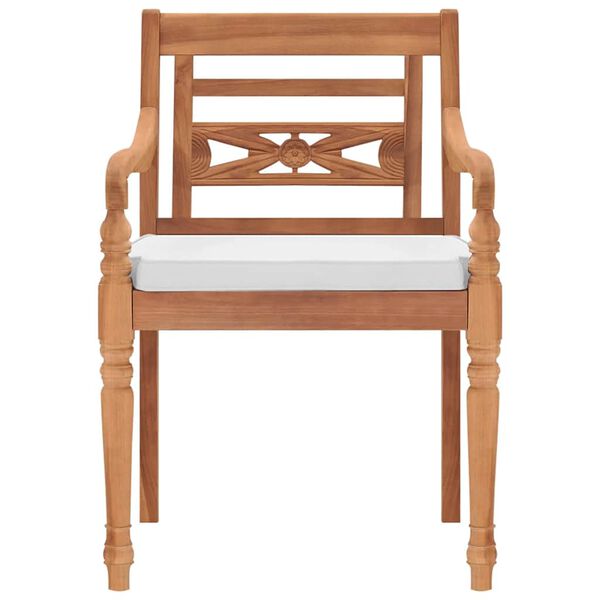 vidaXL Garden Chair Set of 2 Brown Teak wood and cotton Standard
