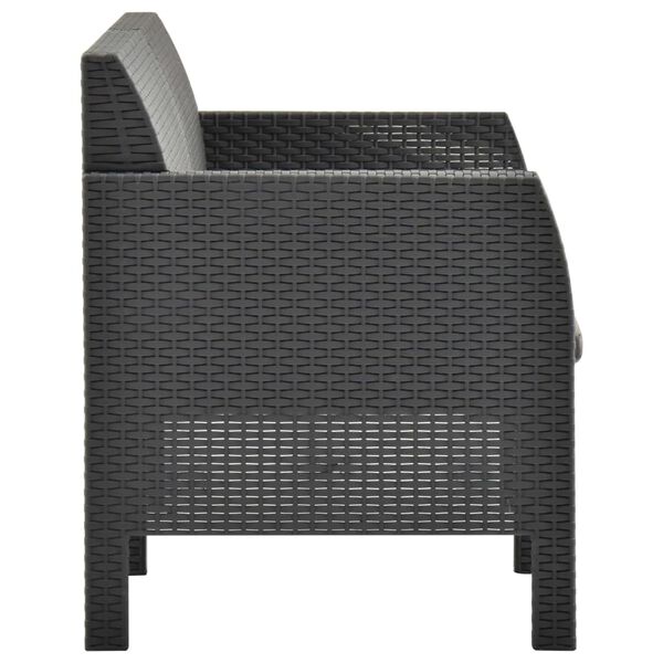 vidaXL Garden Sofa Anthracite PP (Polypropylene) with a rattan look Medium