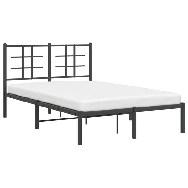 vidaXL Bed Frame Black Powder-Coated Steel Full Size Modern Bed Frame