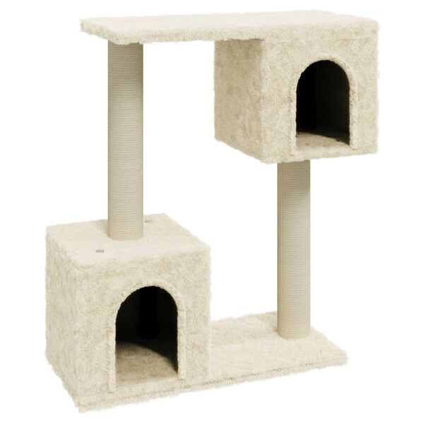 vidaXL Cat Tree Cream Engineered wood, plush, sisal Medium Cat Tree