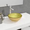vidaXL Basin Tempered Glass 11.8x4.7" Gold