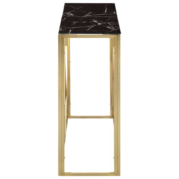 vidaXL Console Table Gold, Black Marble Stainless Steel, Tempered Glass