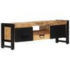 vidaXL TV Cabinet Natural Wood Solid Mango Wood, Powder-Coated Iron Medium