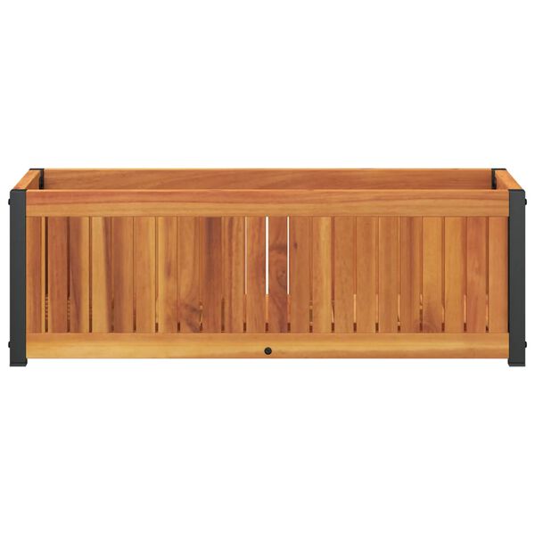 vidaXL Garden Planter 31.5"x11.8"x10.8" Solid Wood Acacia and Steel