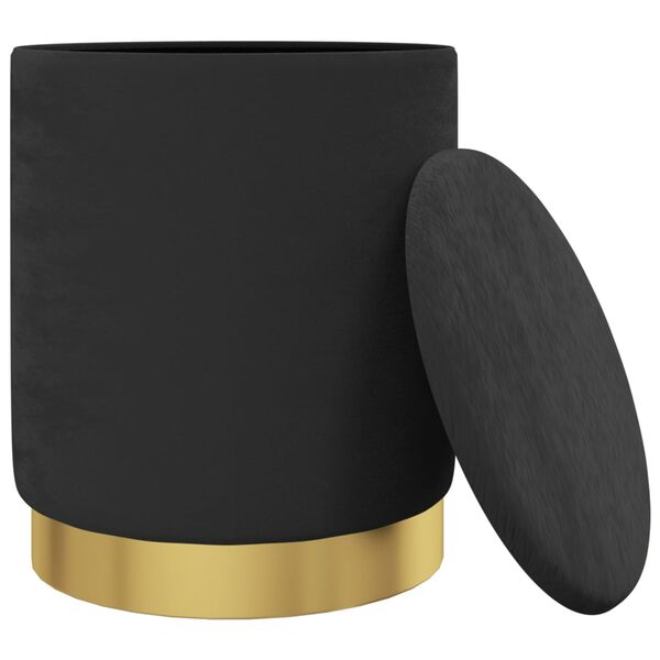 vidaXL Round Storage Hocker Black Velvet 12.2" x 14.6"