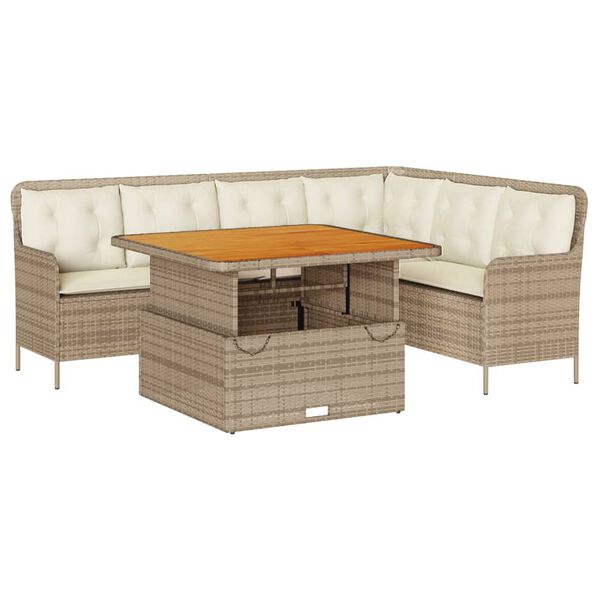 vidaXL Patio Sofa Set Beige, Brown, Cream White