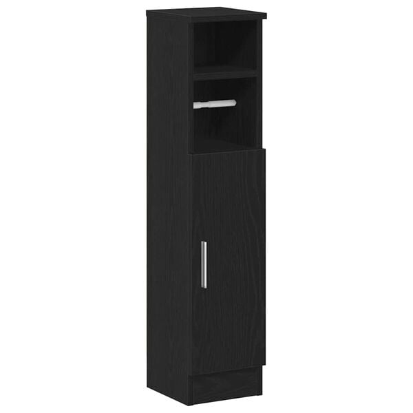 vidaXL Bathroom Cabinet Black Engineered wood Slim Bathroom Cabinet