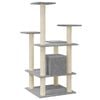vidaXL Cat Tree Light Grey Engineered Wood, Plush, Sisal Medium Durable