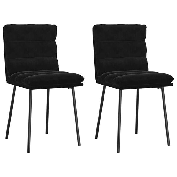 vidaXL Dining Chair Set of 2 Black Velvet (100% polyester), plywood, metal