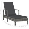 vidaXL Sun Lounger Grey PE Rattan Large Adjustable Backrest