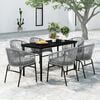 vidaXL Garden Dining Set Black Powder-coated steel 7 Piece Set Durable