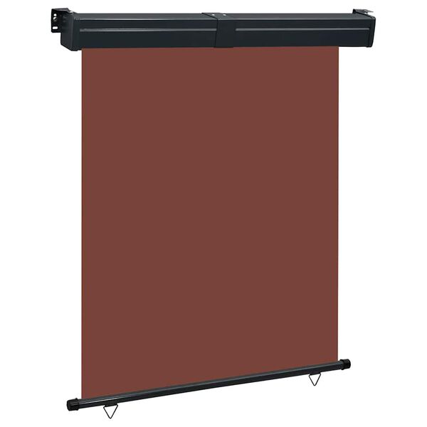 vidaXL Balcony Side Awning Brown Steel 57.1 x 98.4 in Retractable