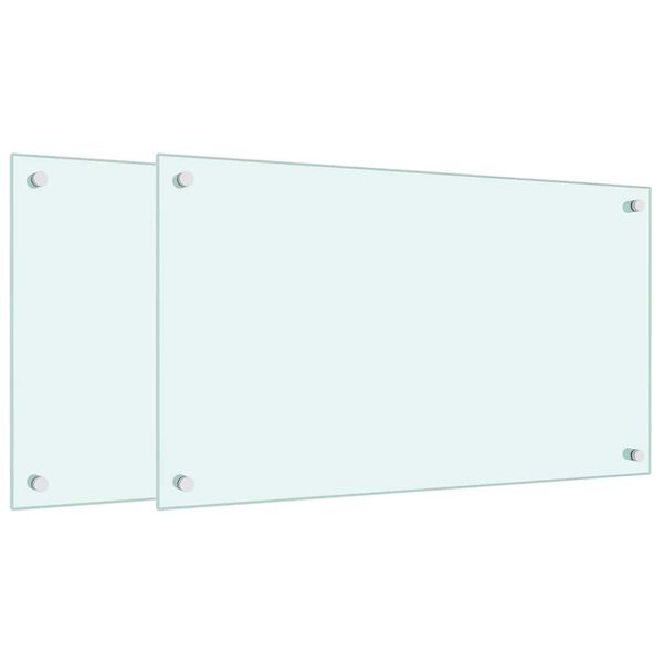 vidaXL Kitchen Backsplashes 2 pcs White 27.6"x15.7" Tempered Glass