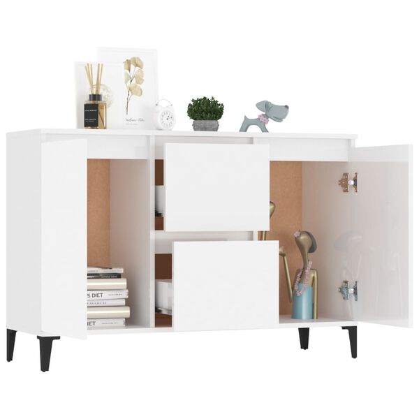 vidaXL Sideboard High Gloss White 40.2"x13.8"x27.6" Engineered Wood