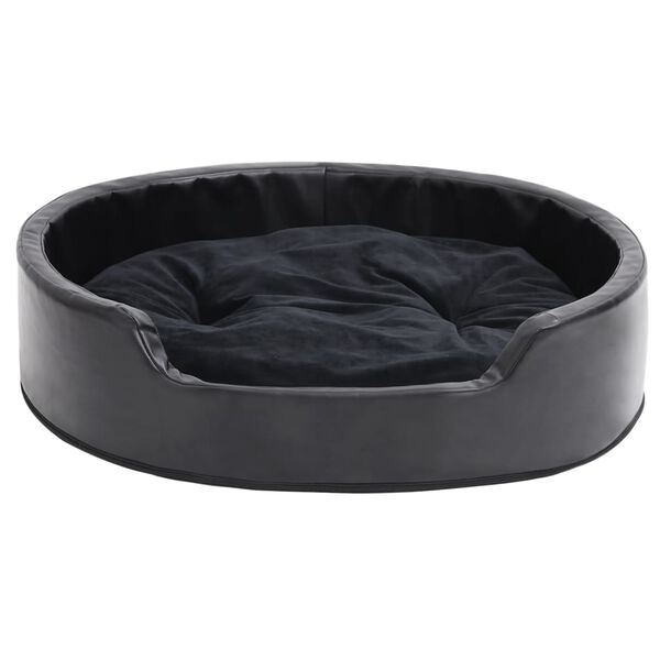 vidaXL Dog Bed Black Faux leather, plush, PP cotton, foam Medium