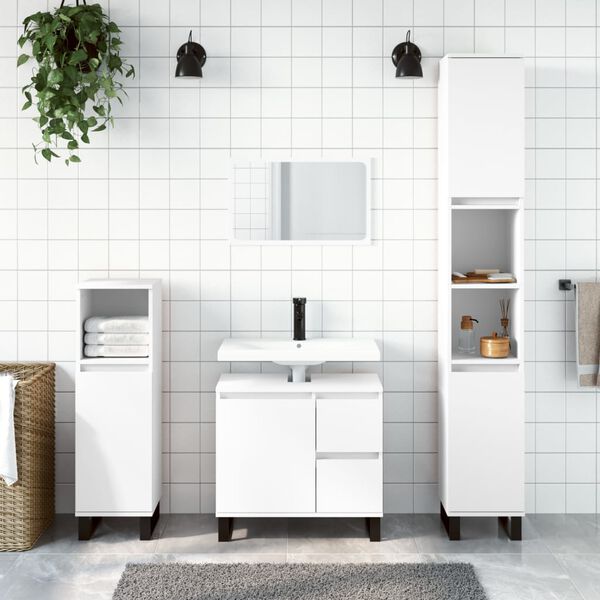 vidaXL Bathroom Furniture Set White Engineered wood, Iron Set