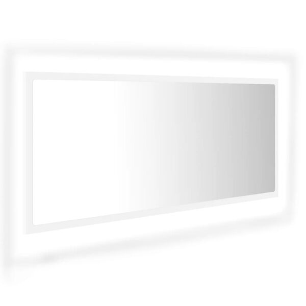 vidaXL Mirror White Engineered wood, Acrylic 39.4 in x 3.3 in x 14.6 in